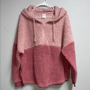 PINK VS Sherpa Fleece 2-Tone Half Zip Hoodie